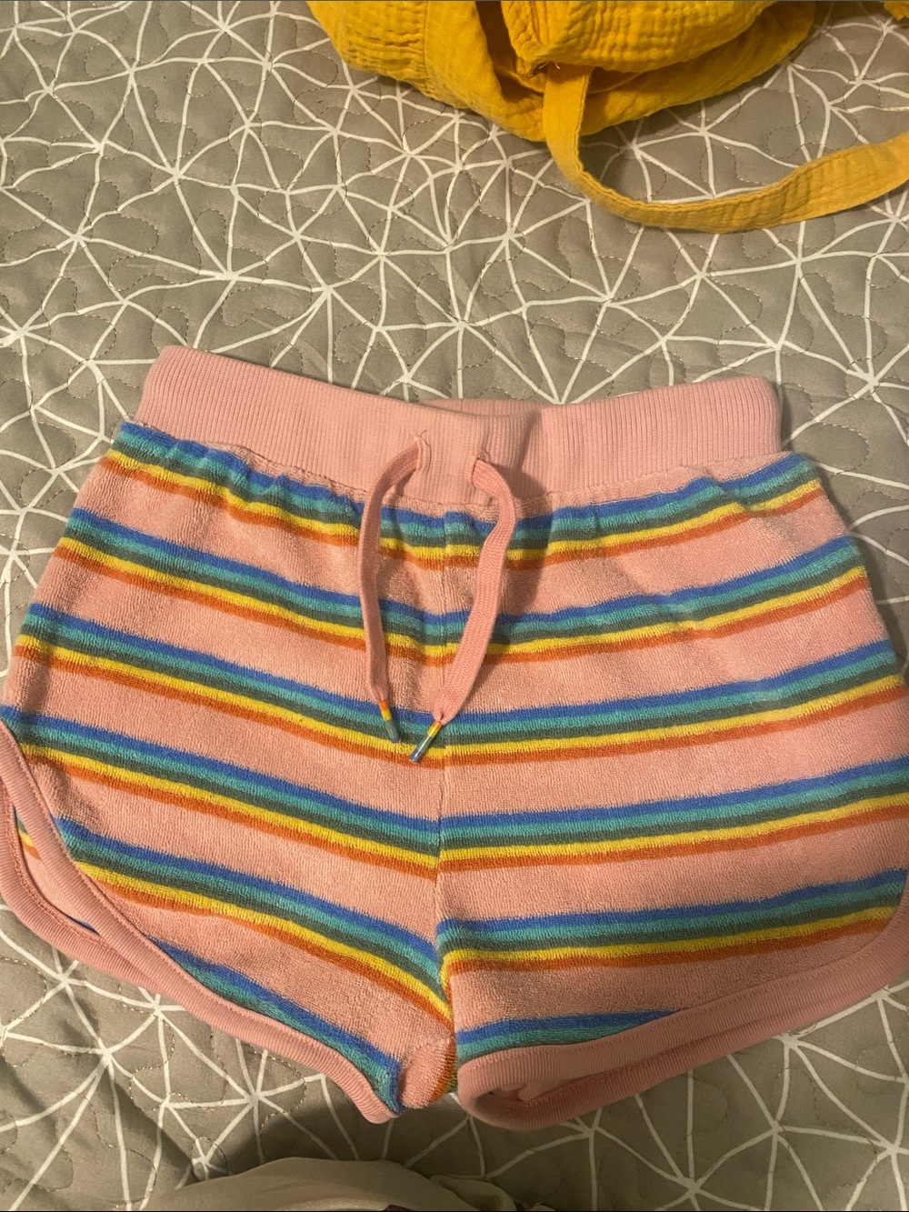 Hanna Andersson Pink Rainbow Stripe Terry Shorts